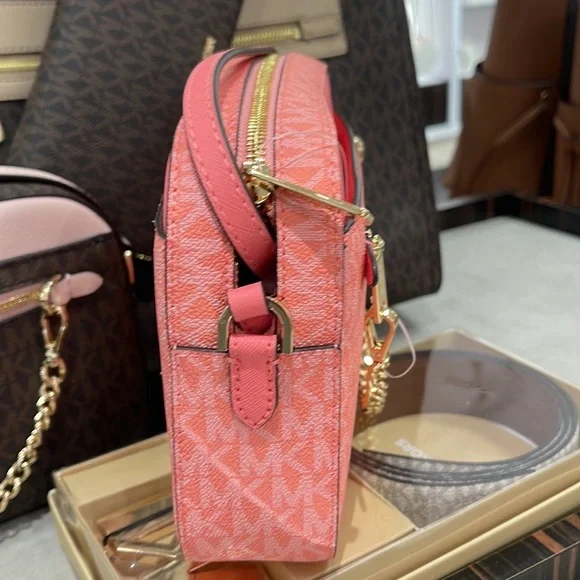 Michael Kors Jet Set Item Large East West Zip Chain Crossbody Grapefruit - Picture 4 of 16